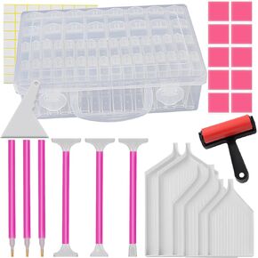حاويات تخزين اللوحة الماس 28 شرفًا مع أدوات الطلاء الفنية الماس 5D ، قلم 6pcs Painmond Paint ، صواني الطلاء الماس 3pcs ، غراء الهلام 10 مساءً ، مجموعات الطلاء الماس للبالغين والأطفال