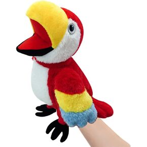 Plush Parrot Hand Puppets with Movable Move Moviable Zoo Animal Plush Plush Kids Adults Custer Animal Hand Puppets Toys Interactive Toys for Play Show Show Storyting Storyshing Histrict Gift