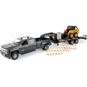 Tomy 1:16 Big Farm John Deere Construction مجموعة مع محمل زحف ، شيفروليه سيلفرادو وملحقات