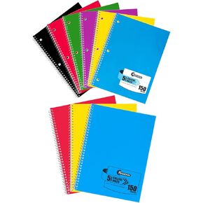 College Ruled, Combo, Spiral Notebook, 6 Pack, 5 Subject, 300 Pages(150 Sheets), 3 Hole Punched & Spiral Notebook, 6 Pack, 5 Subject, 300 Pages(150 Sheets), School, College & Office