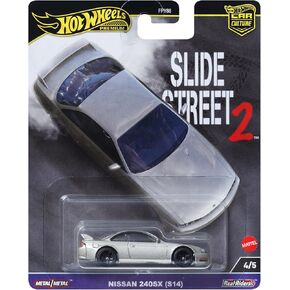 Hot Wheels Premium Care Cult Carnible Toy Car ، 1:64 Scale Die-Cast Nissan Silvia S14 ، Slide Street Most