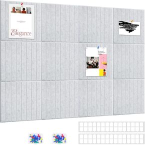 47"x35" Grey Large Cork Board, 12 Packs Felt Wall Tiles, Push Pin Bulletin Board for Office Wall Decor, Organizer and DIY