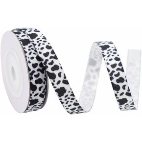20 Yards 1 cm Animal Print Grosgrain Ribbon Cow Craft White Black Ribbon Fabric Gift Wrapping for Gift Wrapping Bow Making Gift Wrap Ribbons