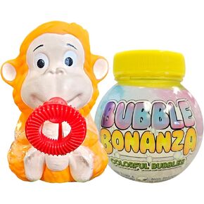 Lil’ Squeezers Monkey Bubble Wands —Cute Stuff, Bubble Wand Sensory Toys, Outdoor Toys for Kids Ages 4-7, Bath Toys, Collect All: Bears, Blowfish + Includes 3.5oz Bottle of Premium Bubble Solution