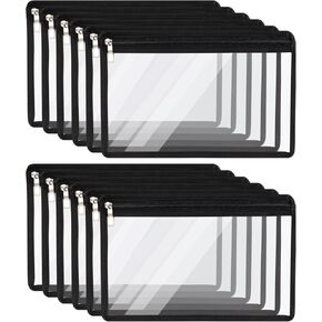 12 PCS أكياس سوستة صافية لتنظيم حقيبة قلم رصاص PVC الماكياج المجلد مجلد حقائب الوثيقة متعددة الغرض من حقائب الوثيقة