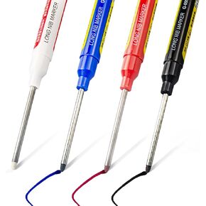 4pcs 45mm Waterproof Deep Hole Marker Pens Long Nib Head Carpenter Pen for Carpenters Builders Construction