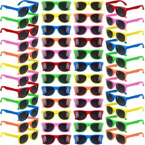 Elcoho 48 Pack Kids Neon Neon Sunglasses Party Favors نظارات شمسية في نظارات حمام السباحة الشاطئية السائبة ، هدية رائعة للبنين والبنات لوازم حفلات عيد ميلاد ، ألعاب الحفلات ، Goody Bag Favors