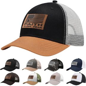 Faith Over Fear Hat with Leather Baseball Cap for Men Boy Gifts for Dad Cross Hats Christian Trucker Caps in Saudi Arabia