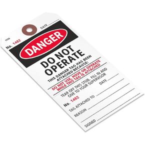 لا يعمل Danger 100 حزمة SmartSign أو يعمل أو يستخدم أو استخدام علامات من جزأين مع تصحيح الألياف المعززة ، 3 "× 5.75" ، 13pt cardstock مع ثقب ، متوافق مع OSHA ، الكتابة على اللون الأحمر/الأسود/أبيض ، الولايات المتحدة الأمريكية