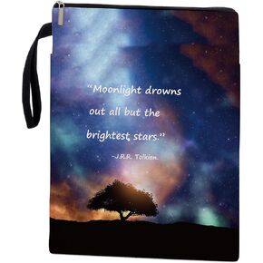Book Covers for Paperbacks, Book Sleeve with Zipper, Book Lover Gifts,Washable Book Pouch with Pocket for Teen Adult, Just One More Chapter, 11 x 8.5 Inch - Moonlight drowns.