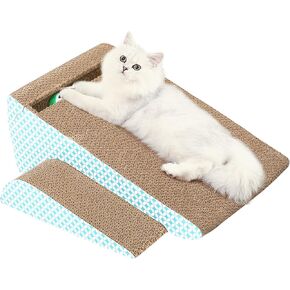 FluffyDream Cat Scratcher Cardboard Lounge Bed with Bell Ball Toy in Kuwait