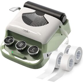 Makeid Q1 Label Maker Machine with 4 Tapes - Portable Bluetooth Label Makers for Home & Office Organization - Compatible with Apple iOS & Android - Clear Prints, Custom Templates & Fonts, Retro Design