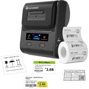 DP30S 3 Inch Label Maker Machine with Tape Portable Bluetooth Thermal Labeler Sticker Maker for Home Office Small Business Tag Printer for Phone or PC with 2'' x1.18'' Labels-200pcs/Roll