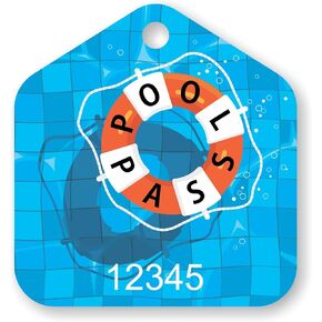 SmartSign (حزمة من 100) 1.875 × 1.75 بوصة "POOL PASS" مع ترقيم متتالي ، ثقب مسبقًا ، مطبوع رقميًا ، 35 ملًا من البلاستيك ، متعدد الألوان ، مصنوع في الولايات المتحدة الأمريكية