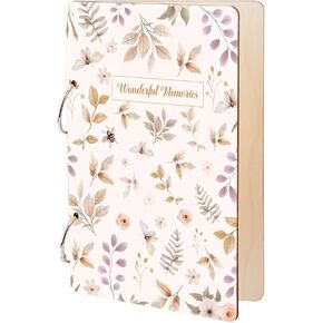 SUPERDANT Wonderful Memories Greeting Card Holder Organizer Wooden Card Keeper Binder Planning Book Boho Plants Birthday Cards Keeper Photo Album Cover Graduation Wedding Planner Journal Keepsake Gift
