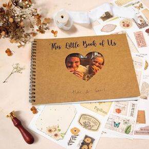 Couples Scrapbook Album - Picture Scrap Book Photo Albums, Wedding Anniversary Journal, Travel Memory Book For Couples, Diy Valentines Day Gifts For Him, Scrapbook Kits For Boyfriend