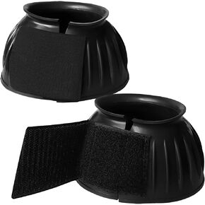 1 Pair Horse Bell Boots Protect Against Hoof Impact Trauma Large Rubber Bell Boots for Horses, Shock-Absorbing Hoof Protection, Adjustable Fly Boots, Anti-Slip Horse Care Boots