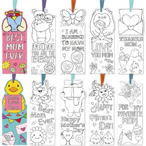 100pcs ملاءمة عيد الأم العلامات المرجعية ، تلوين مجموعات الحرفية الخاصة بك لمدرسة Mom Classroom School Diy Gifts for Mom