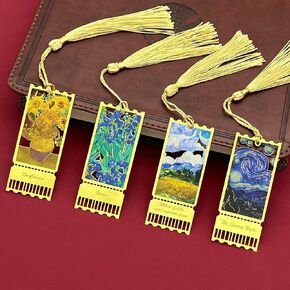 4 PCS Metal Lundmarks for Women Men ، علامات كتاب Van Gogh لقراءة عشاق الكتاب