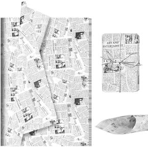 100 PCS VINTAGE NEWSPAPER TRISE PAPER ، 20 × 14 بوصة ورقة غلاف غلاف أخلاقية قديمة ، أسود أبيض رجع