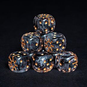 مجموعة الزهر الفوضى - 10 X D6 (16mm) | Black ، Red & White Resin Dice مع Chaos Star | Wargaming Dice for Warhammer و AOS و Tabletop & RPGS