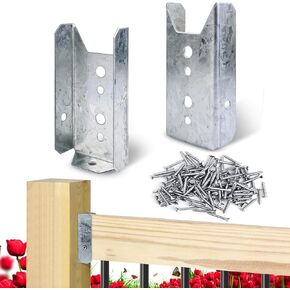 LukLoy Fence Bracket Repair Kit 10 Pack Galvanized 2x4 Brackets for Wood Rail Includes 70pcs 304 Stainless Steel Screws