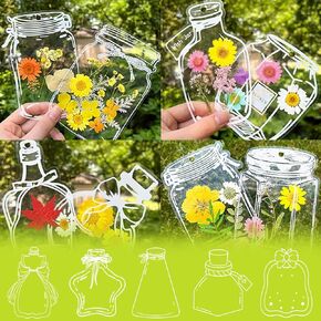 100 Pcs Transparent Dried Flower Bookmarks,2025 New Shapes Handmade DIY Bookmarks Without Dried Flowers,Cute Clear Bookmark Kit for Pressed Flowers Page Clips Bookmark with Tassels