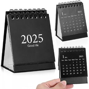 Ouligay Mini 2025 Desk Calendar Standing Flip Small July 2024 - December 2025 with Black Coil Desktop Calendars & Supplies for Home Office School (Black)