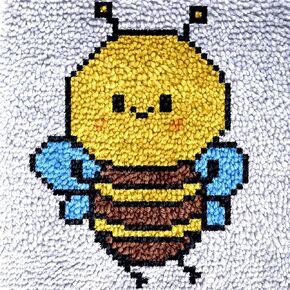 مجموعات خطاف Numptain Alatch للأطفال ، DIY Rug Crafts Cute Bee Pattern Color Print Printed ، مجموعات خطاف المزلاج للمبتدئين مصنوعة يدويًا الحرف اليدوية.