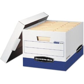 Bankers Box 07243 Storage File, Letter/Legal,12-Inch x15-Inch x10-Inch, 12/CT, White/Blue