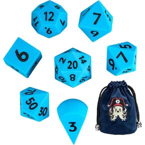 7-Piece Jumbo Silicone DND Dice Set, 25mm Oversized Dice D&D Dice, Round Edges Soft Perfect Bouncer for D&D RPG Bar Pub Club Classroom Party Games(Pink&White&Blue)
