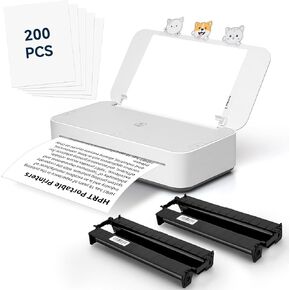 HPRT GT1 Thermal Transfer Unkless Printer for Home Use GT1 الحصري الشريط الحراري مع الورق اللامع الممتاز للولايات المتحدة 8.5'x11 ' - (200 ورقة)