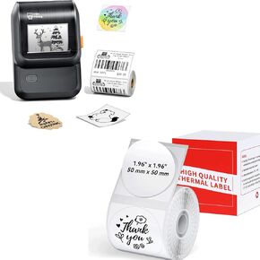 Label Maker Machine with Tape, M100 Bluetooth Label Printer with Round Label 1.96" x 1.96" (50x50 mm)