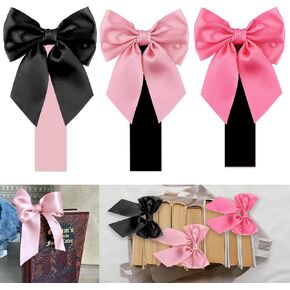 Pink Satin Bow Lowmark الذكرى السنوية كتاب Coquete Mark Mini White Satin Ribbon Bows Seques Bowknot لمحبي الكتب صياغة الخياطة