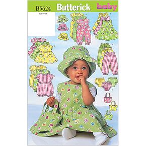 Butterick Patterns B5624 فستان الأطفال ، الطائر ، رومبير ، بذلة ، سراويل داخلية ، قبعة وحقيبة ، حجم LRG (L-XL)