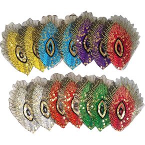 Honbay 14PCS Sequins Peacock Patch Brids Sew on Patches Embroidered Appliques for Clothing Backpack Repairing and Decorations (7 Color)