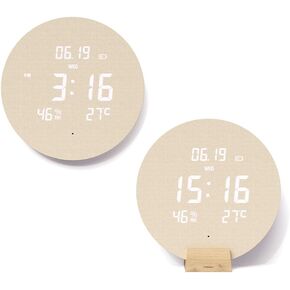 mooas Moodlight Dual Mirror Clock, 7 Color nightlight, 2 LED Colors (White/Orange), Adjustable LED Brightness, 12/24H Mode, Temperature Display, Alarm & Snooze, LED Clock with Remote Control in Kuwait