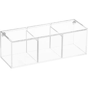 yeeco حامل كبسولة أكريليك واضحة مع غطاء 2 منظم صندوق الدرج البلاستيكي 5.1 "× 2.6" × 2.6 "مقصوران حاويات المكعبات المكتبية للمجوهرات ， الحلوى ， القهوة ， مكياج الملحقات
