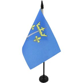 Joan of Arc Table Flag 5 'x 8' ' - خادمة Orléans - Jeanne D'Arc Desk Flag 21 × 14 سم - عصا بلاستيكية أسود وقاعدة - AZ Flag