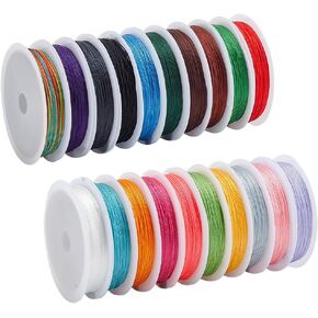 PH PandaHall 218 Yards Bracelet Beading String, 20 Colors 0.3mm Braided Beading Thread Chinese Knotting Cord Bracelet String for Kumihimo Friendship Bracelet Keychains Lanyards Beading