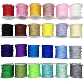 24 Color Nylon Satin String, 528 Yards 0.8mm Nylon Beading String, Nylon String for Bracelets, Nylon Beading Thread for Friendship Bracelets, Necklaces, Jewelry Making (24) (24)