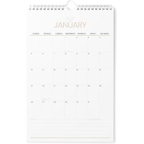 Karto Wall Calendar 2025 - Vertical 11x17 inch Runs Until June 2026 - Boost Your Productivity and Easy Planning with the Aesthetic Monthly Calendar - Simple Beige