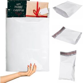 ABC White Gusseted Poly Mailers, 13 x 16 x 4 Inch. Pack of 100 Expansion Poly Mailers Bags. 2.5 Mil Poly Shipping Bags for Clothing. Mailers Poly Bags for Shipping. Poly Mailer Bags