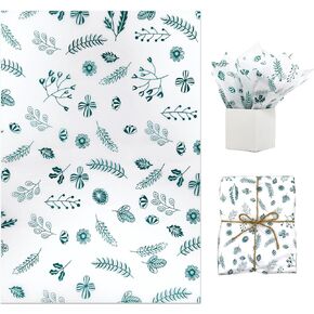 Generous Size 100 Sheets Green Tissue Paper Bulk for Gift Bags,Botanical Wrapping Tissue Paper,Green Wrapping Tissue for Birthdays, Weddings, Small Business Packaging, Crafts,27.6 x 19.7 inches
