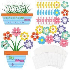 Cy2Side 24pcs DIY Mother's Day Gifts Flower Flower with Envelope ، وعاء عيد الأم ، وعاء ، وعاء ، مصنوع يدويًا ، تم تعيينه لأمي أنشطة الترفيه في مدرسة الأم.