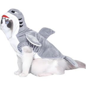 Cat Shark Assume - Dog Halloween Comple Winter Pet Hoodie Holiday Cospaly Coatp for Cats and Small Mediance Pets (Gray ، XS)