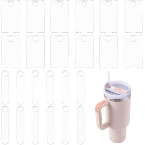 Benecreat 24 PCS 4 Style Mini Acrylic Blanks اسم العلامة ، علامات Tumbler واضحة لـ 30oz 40oz/880ml 1200ml Cup Cup ، Rectangle Oval Cup Plate for Name Plate Cup Cup Signs