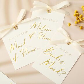 14pcs بطاقة اقتراح وصيفات الشرف مع شريط الشريط 4 تصاميم الذهب رقائق الذهب من ورقة دعوة الشرف العلامات هل ستكون وصيفات الشرف الخاصة بي لحفل الزفاف دش الزفاف