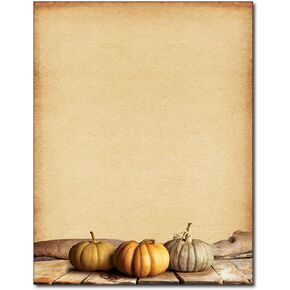 Fall Pumpkins Autumn Letterhead Paper - 80 Sheets - For Invitations, Flyers, & Letters