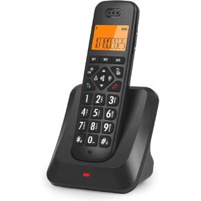 Sangyn Dect 6.0 Phone Cordless For Home مع أزرار كبيرة ， تلامس واحد لللمس ， مكبر الصوت الكامل ， معرف المتصل/الانتظار ， 28 ديسيبل مساعدة الصوت وتوافق السمع ، أبيض